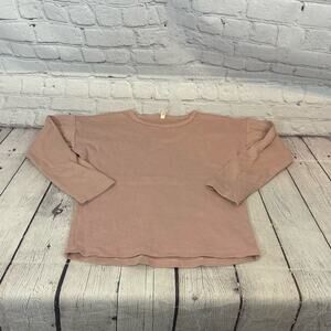Quincy Mae Boxy Style Pale Pink Stretch Knit Shirt